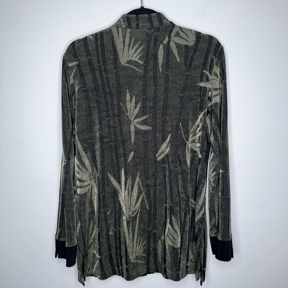 Chico’s Travelers Women’s Bamboo Print Button Front Cardigan 90’s Size 1 - Picture 3 of 4